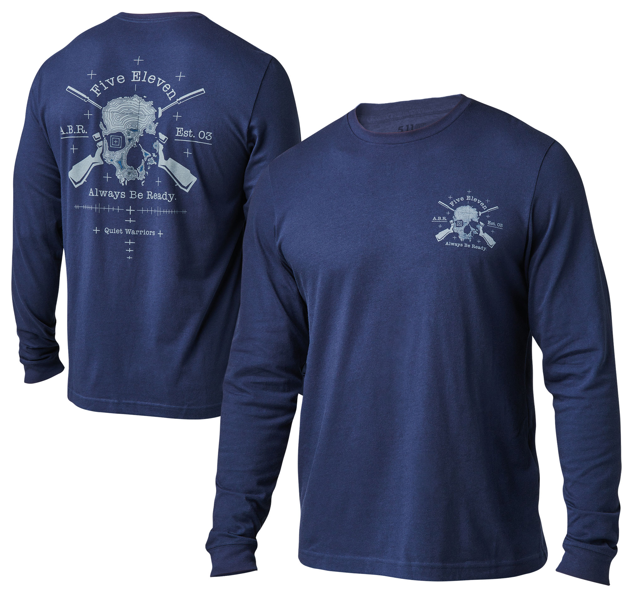 T-Shirt Langarm Blau mit Druck Quit Warrior