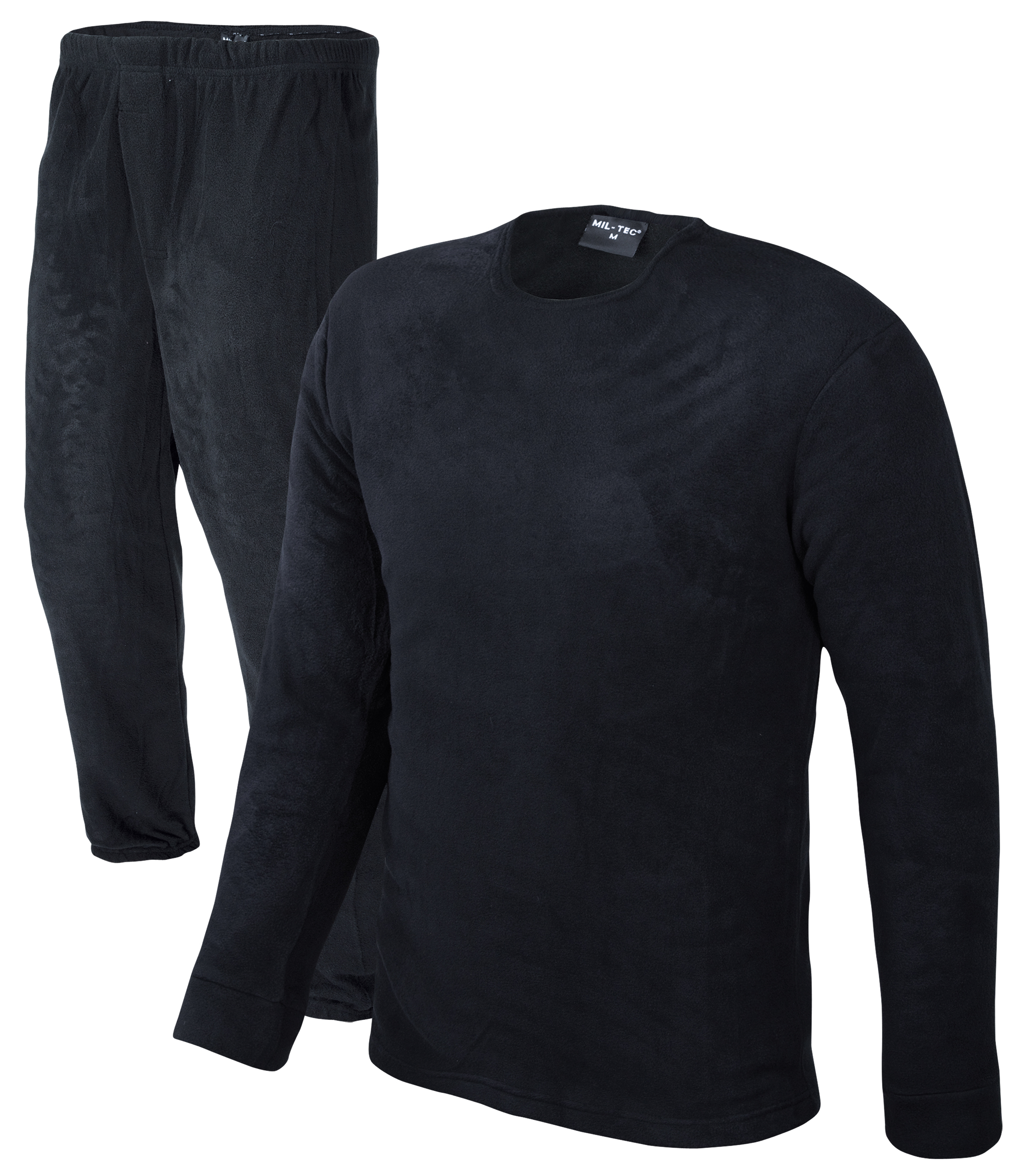 Wäsche-Set Thermofleece Rundhals-Schwarz