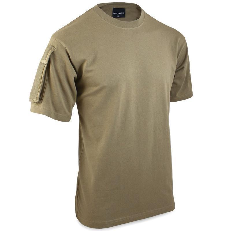 T-shirt tactique Mil-Tec en 100 % coton avec poches auto-agrippantes sur les deux manches pour patches