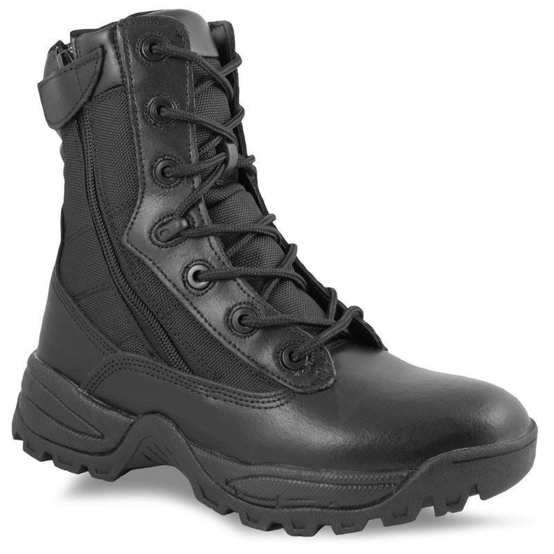 Chaussures d'intervention Mil-Tec à double fermeture éclair latérale en polyester et cuir bovin