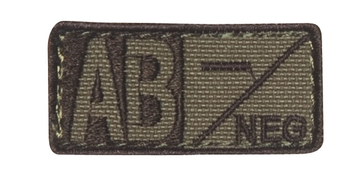 Blutgruppenpatch Coyote/Braun AB neg - 229AB-003